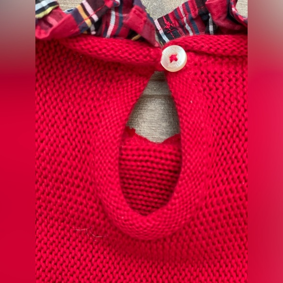 Vineyard Vines Toddler Girl 2T Red Long Sleeve Ruffle Christmas Plaid Sweater - Picture 3 of 10